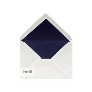 Enveloppes doublées blanc clair 95x130mm/5.12x3.74in, texture de ligne, doublure : bleu marine| Poids lourd premium 220gsm| B7 Invite, Famille, Carte Compliment