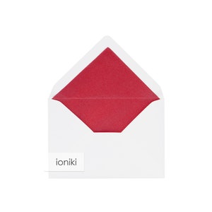 Linee incrociate bianche texture Buste foderate 75x110mm / 5.12x3.74in, fodera: rosso metallizzato / Premium 280gsm / Α7Invite, Famiglia, Complimento, Cartolina di Natale