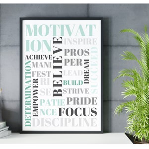 Motivierendes Wort-Mosaik - Affirmationen - Mintgrün