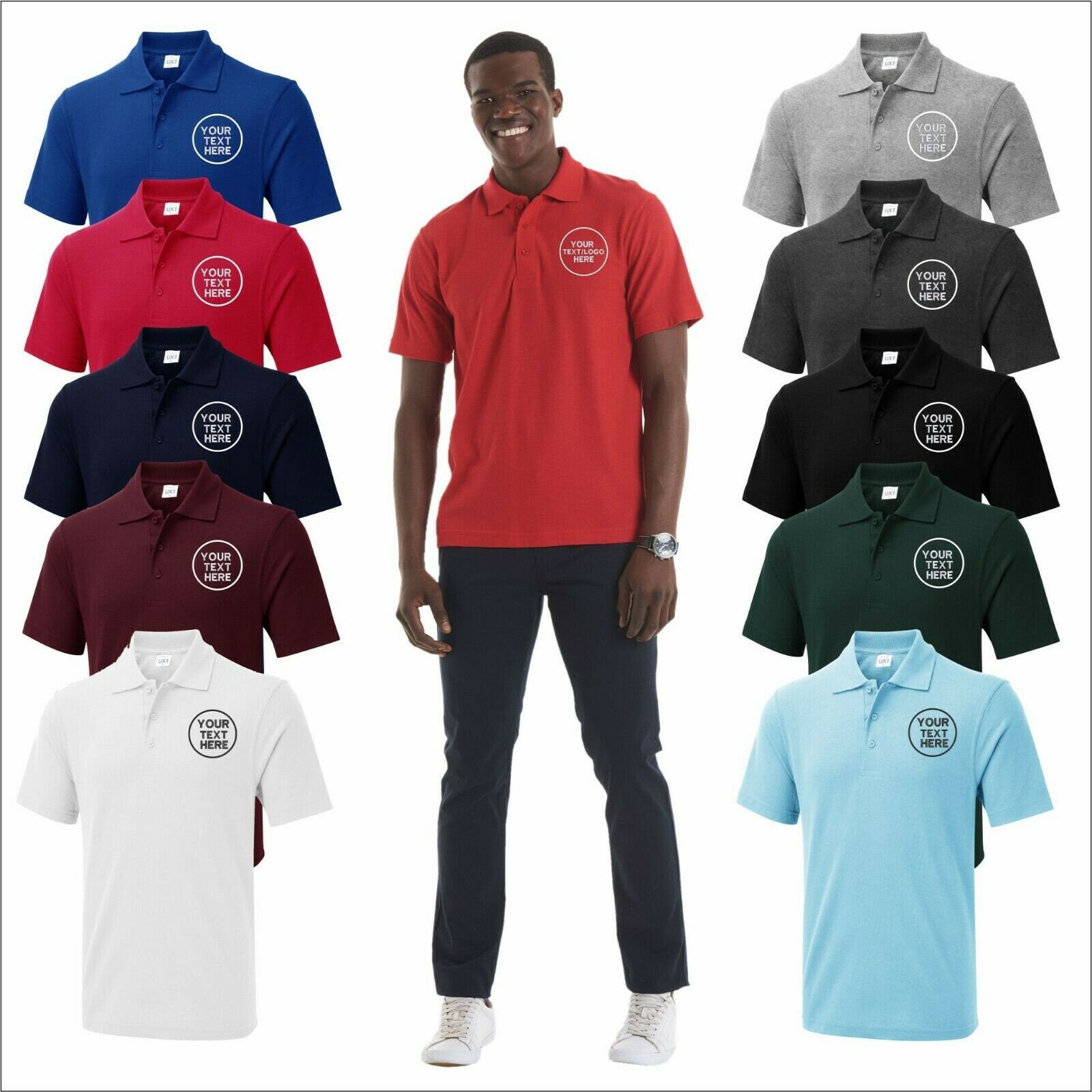 Custom Embroidered Any Name Text Personalised Polo Shirts Etsy