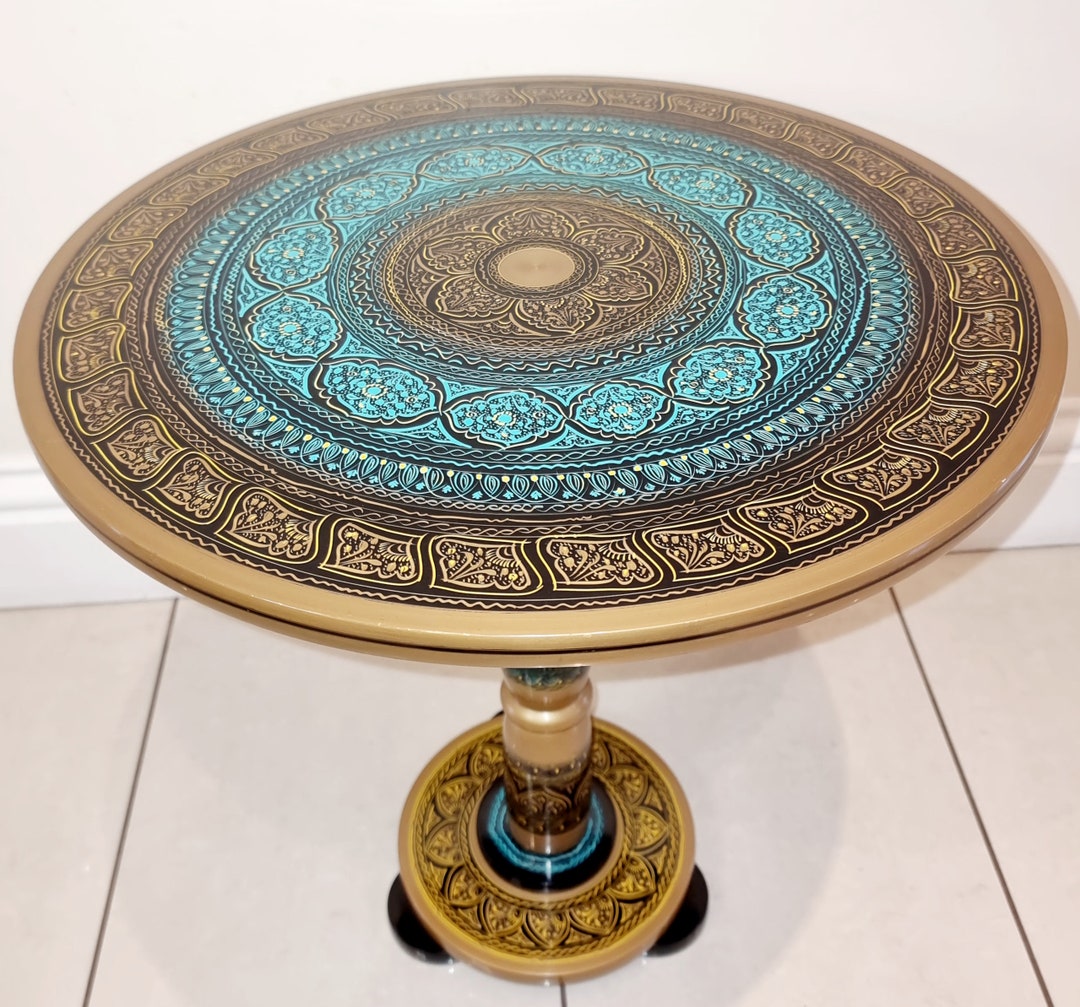 180 Inch Table Rounds 18 Inch Handpainted Round Table Centre Side Coffee Table - Etsy