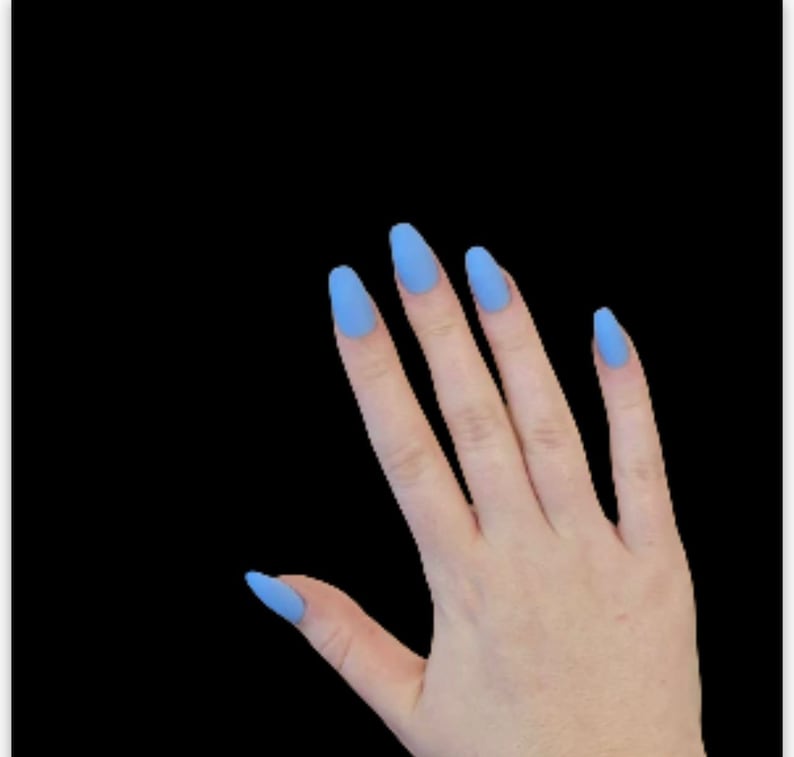Matte Blue Nails / Medium Coffin Nails/ Press on Nails/ Coffin Etsy