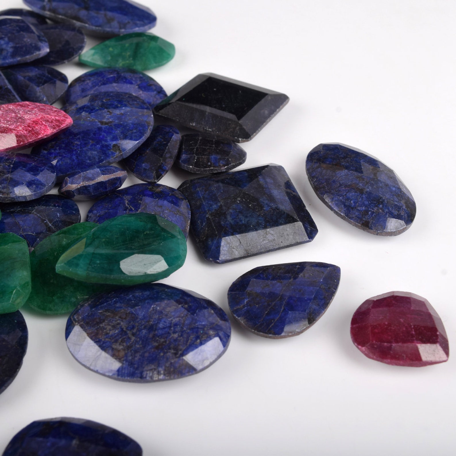 Loose 500 Ct. Lot Mixed Shape Natural Green Emerald Red Ruby | Etsy