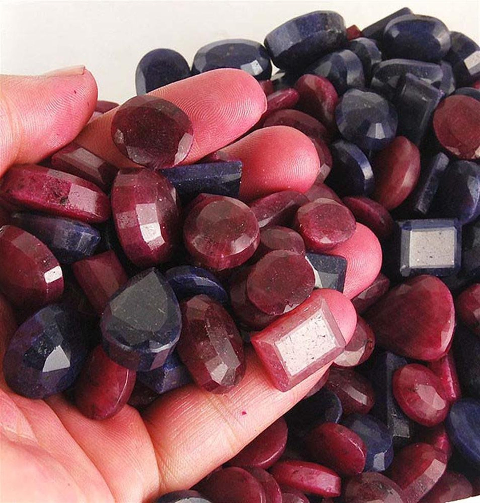 MixedShape Natural Ruby Sapphire Gemstones Opaque Red Blue Etsy