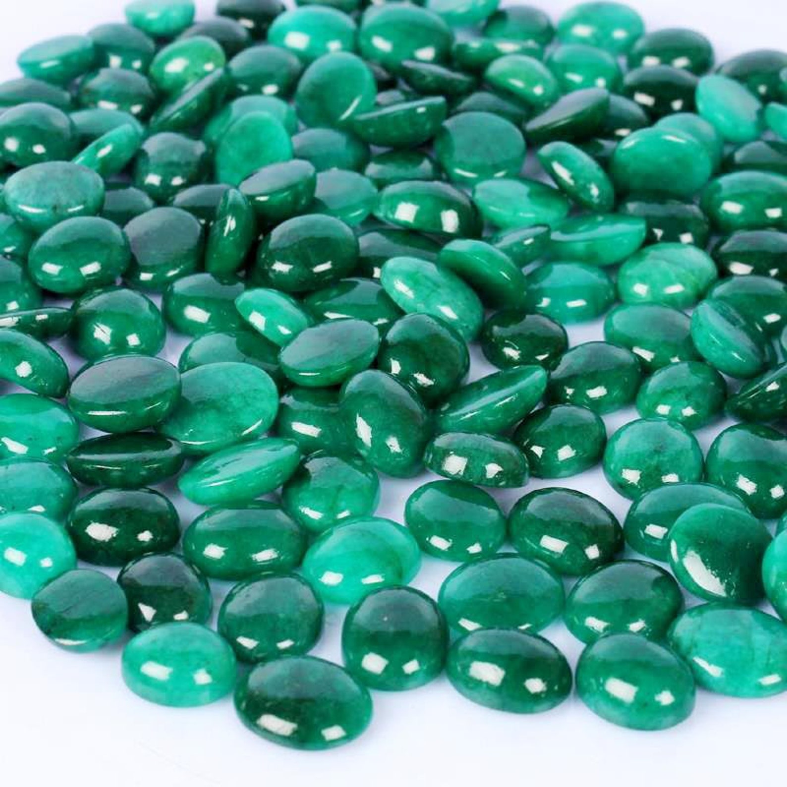 100 Natural Green Opaque Loose Emerald Round And Oval Shape Etsy