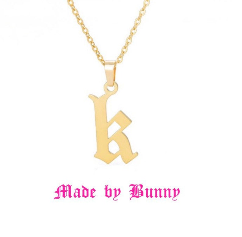 Letter E Necklace Gold Necklace Gold Initial Necklace Initial Necklace Gothic Letter Necklace Letter Necklace,Old English Necklace