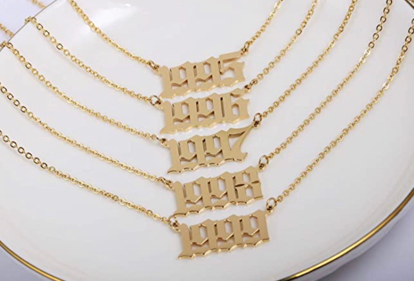 Gold Plated Birth Year Necklace Images
