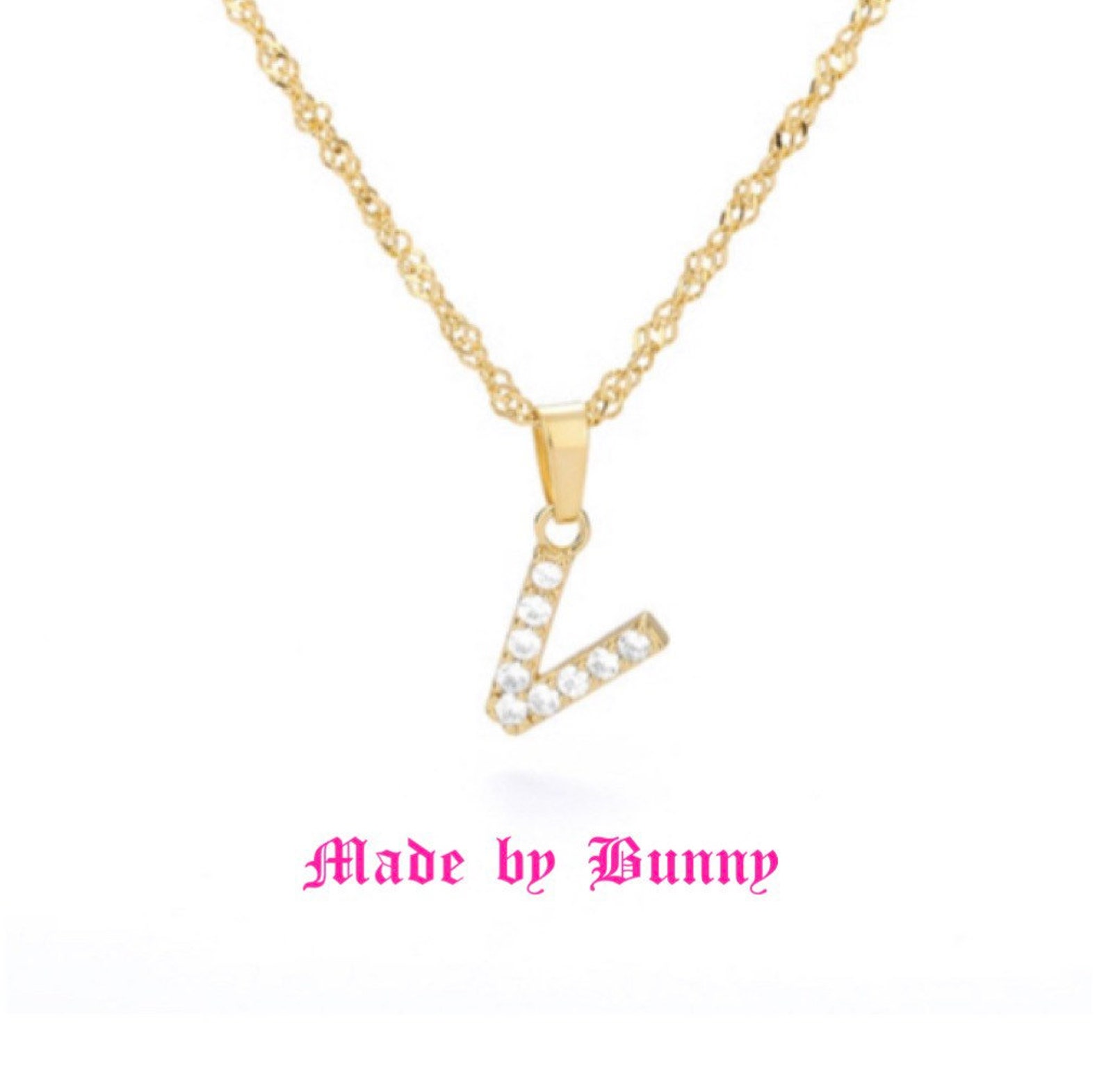 Initial Necklace Letter J Necklace Gold Necklace Zircon Etsy