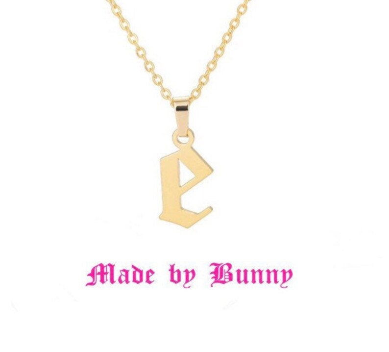 Letter E Necklace Gold Necklace Gold Initial Necklace Initial Necklace Gothic Letter Necklace Letter Necklace,Old English Necklace