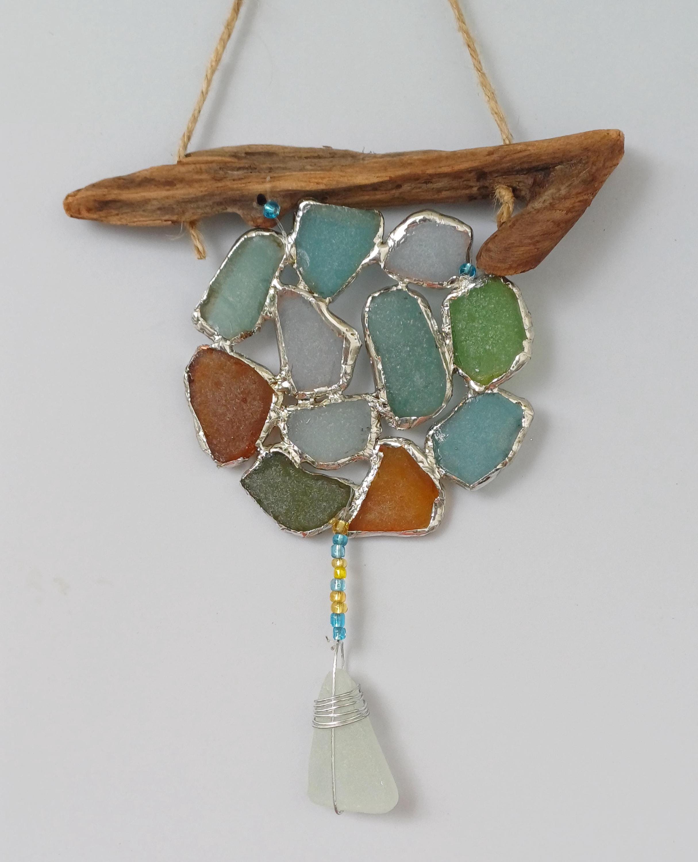 View of Sea Glass, Stained Glass Decoration, Nautical Decor, Beach House Decor ...