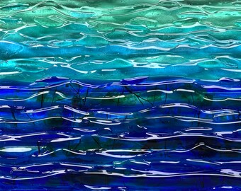 Fused Glass Wall Art Sculptures Ocean Waves Beach House Wall | Etsy