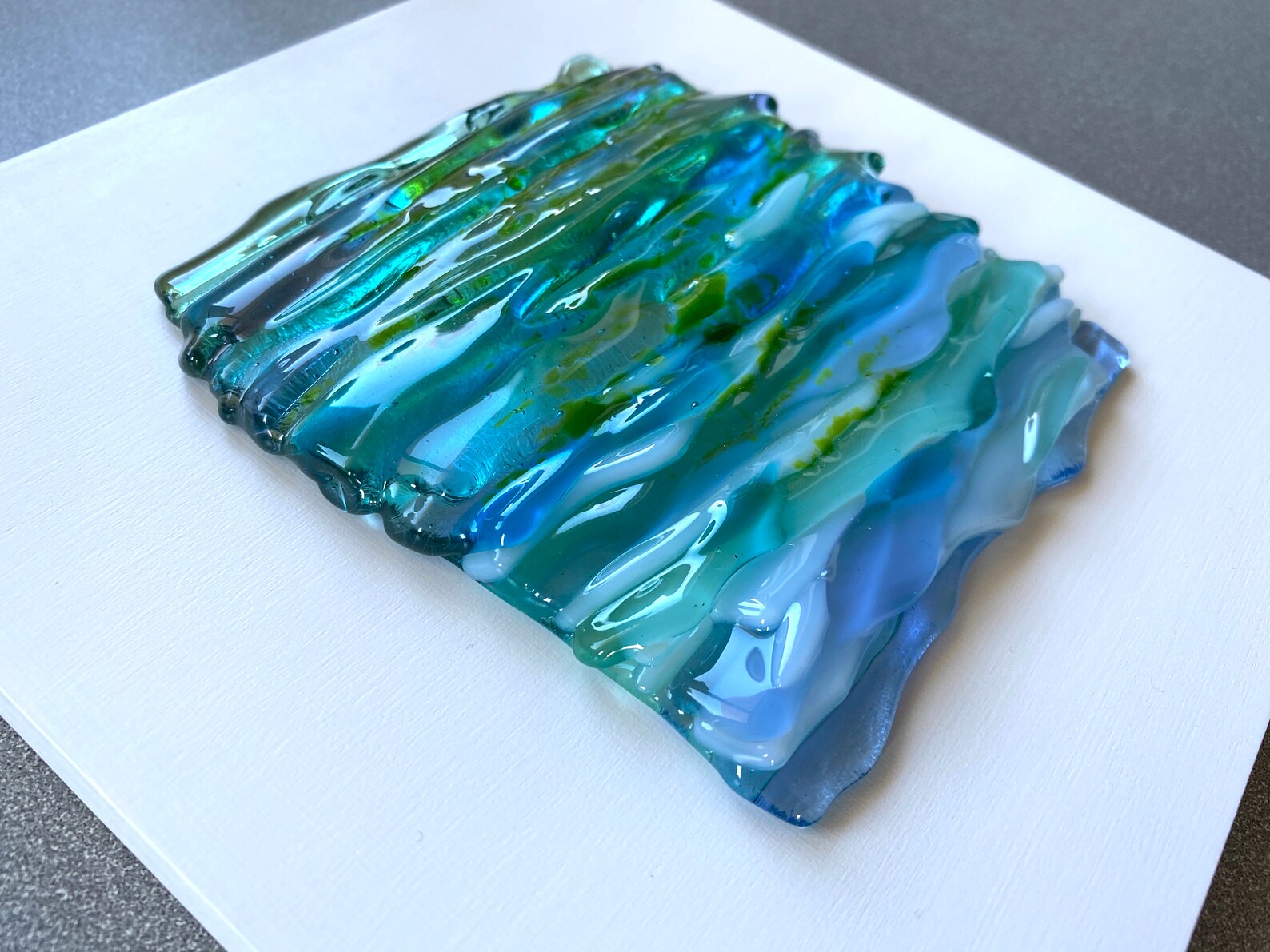 Ocean And Wave Glass Wall Art Coastal Wall Art Blue Ocean Etsy