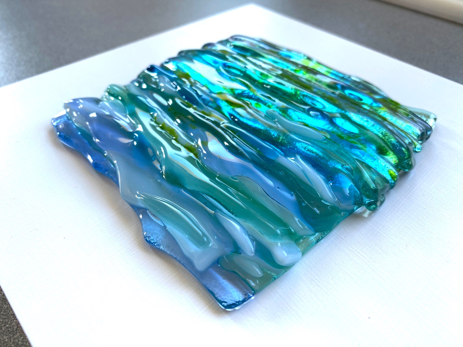 Ocean And Wave Glass Wall Art Coastal Wall Art Blue Ocean Etsy