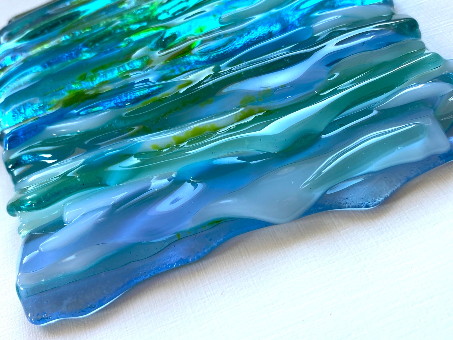 Ocean And Wave Glass Wall Art Coastal Wall Art Blue Ocean Etsy