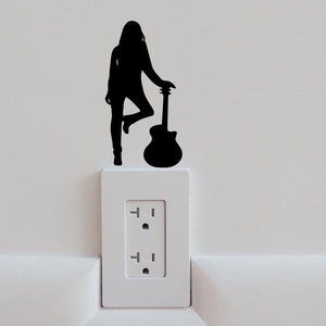 Light Switch Decal 2 Stickers 1 Price The Girl With The Acoustic Guitar Lightswitch Cover Decor 2 Decals 1 Price