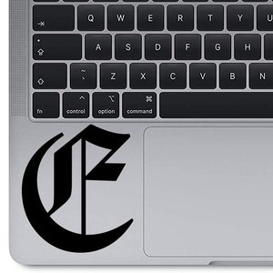 Old English Letter E  Old Letter Decal Initial Vinyl Decal Apple Sticker Diploma Font