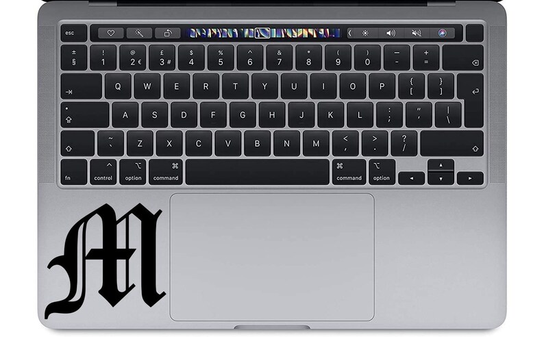 Old English Letter M Old Letter Decal Initial Vinyl Decal Apple Sticker ...