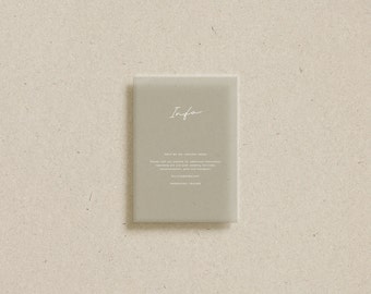 Vellum Information/Details, Customisable, Modern Script Font | Minimalist | Modern Chic | Contemporary Wedding Stationery