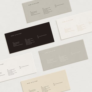 Gedrukt trouwmenu, aanpasbaar, liggend | Op de dag briefpapier | Minimalistisch | Moderne chique | Boho | Eigentijdse bruiloft briefpapier