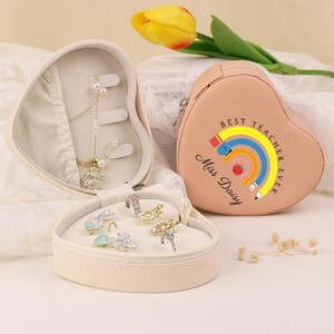 Regalo personalizado para el día del maestro, estuche para joyas con forma de corazón, caja para joyas con forma de corazón, regalo para ella, regalo para el maestro, regalo personalizado para el maestro