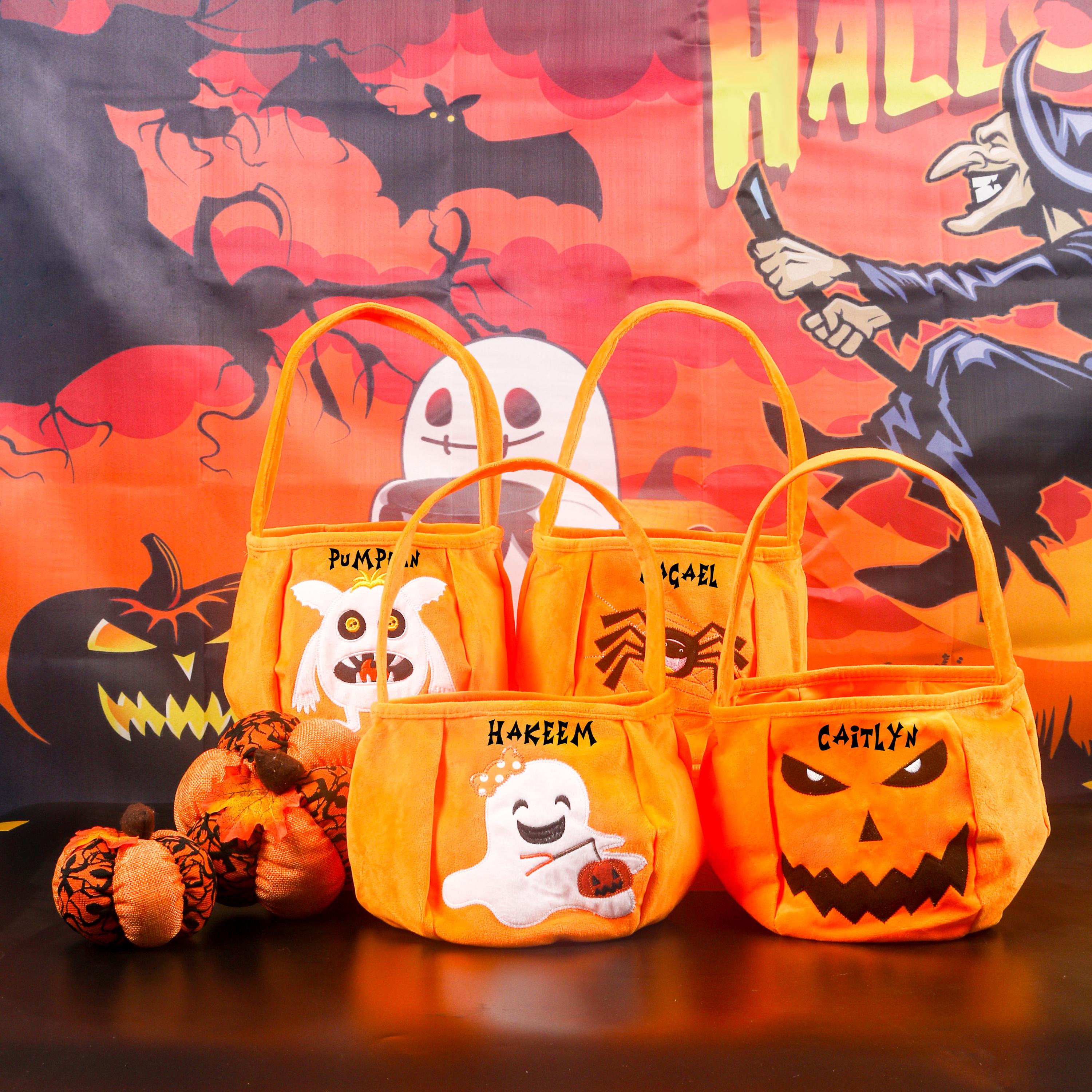 Custom Halloween Basket,Personalized Pumpkin Bucket With Name,Halloween Pumpkin Bucket Snack Basket Bag,Halloween Gift,Accepting Logo Custom