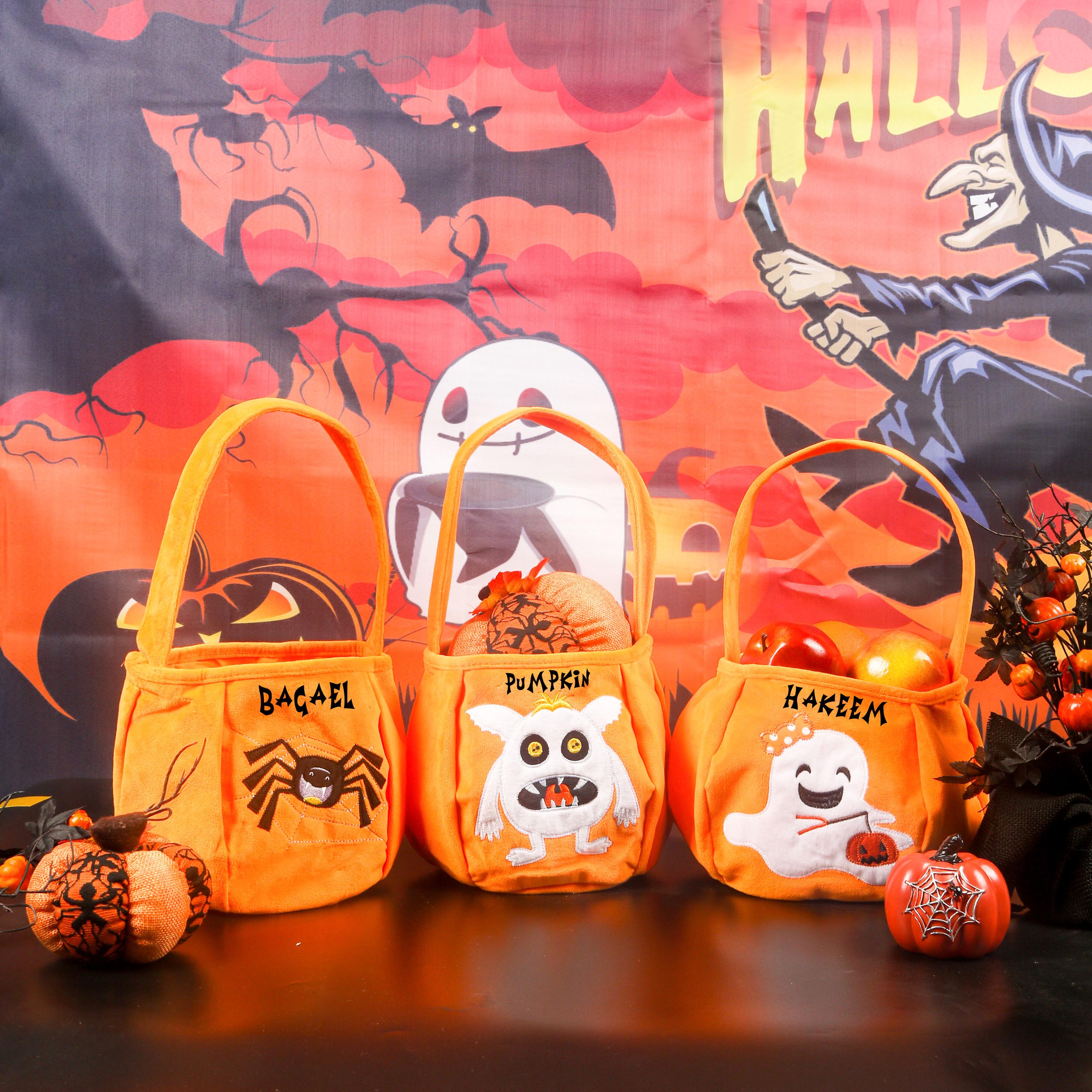 Custom Halloween Basket,Personalized Pumpkin Bucket With Name,Halloween Pumpkin Bucket Snack Basket Bag,Halloween Gift,Accepting Logo Custom