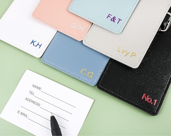 Personalized Vegan Leather Luggage Tag: Gold Foil Monogram