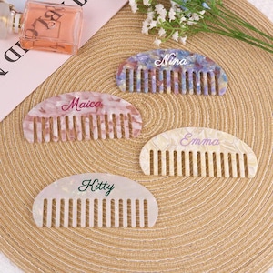 Peigne à dents larges personnalisé,Peigne de poche,Peigne brosse à cheveux mignon,Peigne en acétate avec nom personnalisé,Cadeaux de demoiselle d'honneur,Peigne de douche nuptiale,Cadeau de mariage