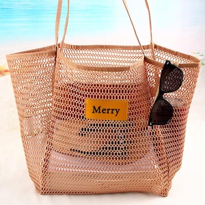 Personalisierte Strandtasche, USA auf Lager, Mesh-Urlaubstasche mit großer Kapazität und Reißverschlusstasche, Muttertagsgeschenke, Junggesellinnenabschied