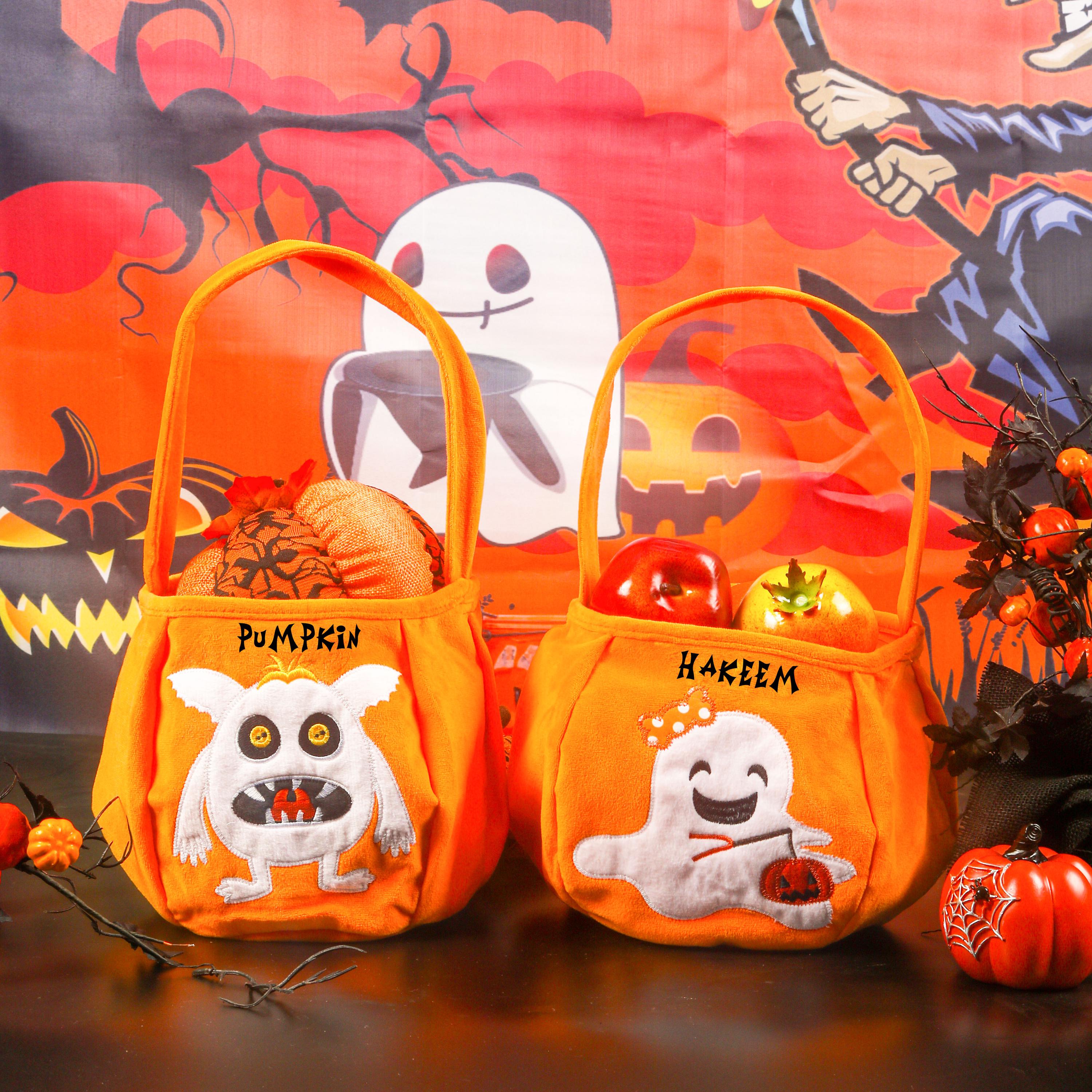 Custom Halloween Basket,Personalized Pumpkin Bucket With Name,Halloween Pumpkin Bucket Snack Basket Bag,Halloween Gift,Accepting Logo Custom