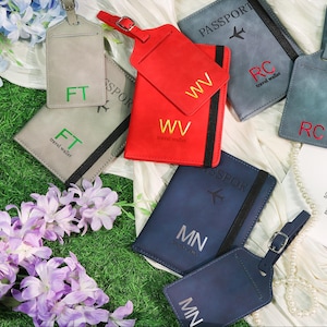Personalized Leather Passport Holder & Personalized Luggage Tag,Bridesmaid Gifts,Honeymoon Gift, Travel Accessories, Bridal Party Gift
