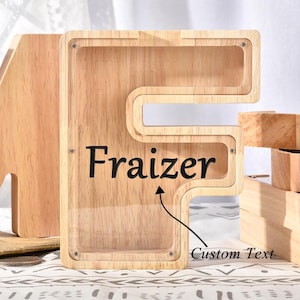 Alcancía de madera personalizada, regalo para niños, alcancía con nombre personalizado, alcancía de madera con letras, regalo de cumpleaños para nietos