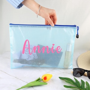 Personalisierte Name Pool Tasche, Brautjungfern Hochzeit Benutzerdefinierte Bachelorette Aufbewahrungstasche, Nass Trocken Pool Beutel Organizer
