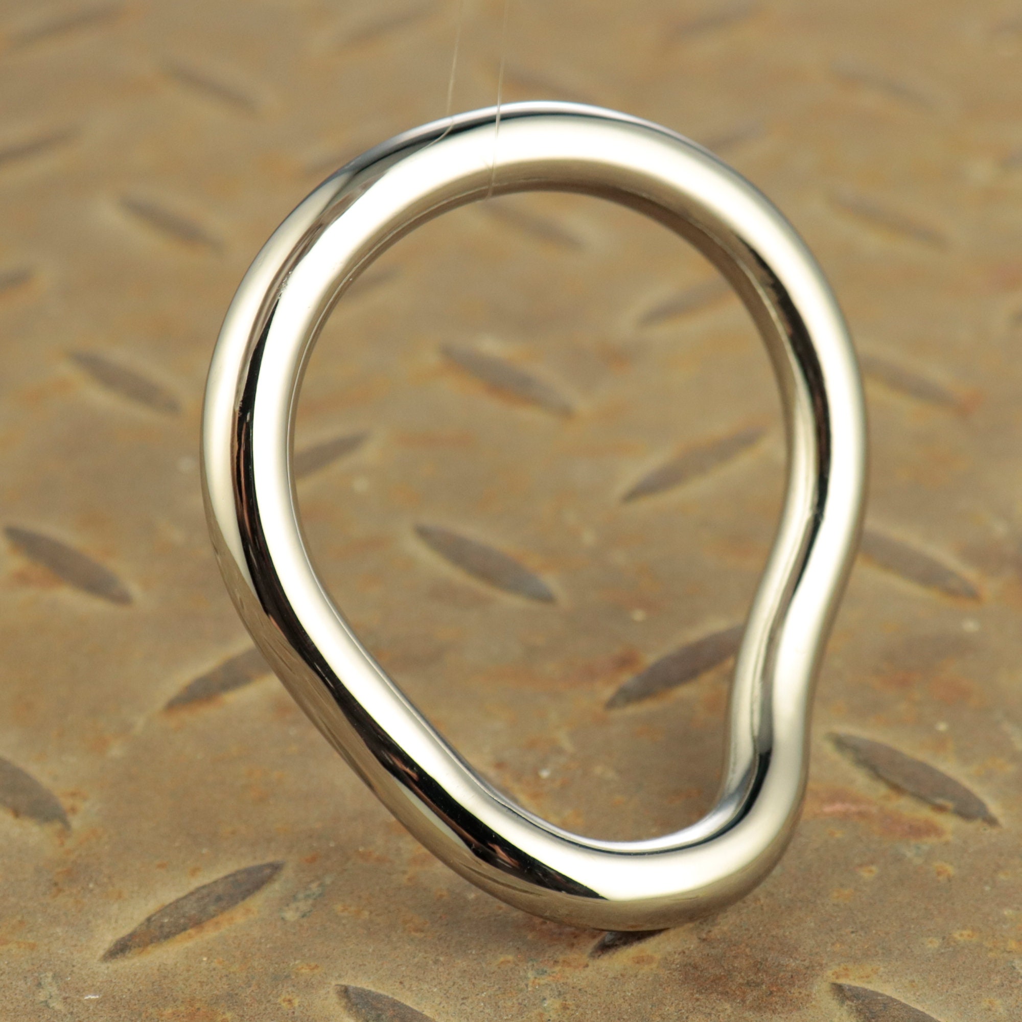 Stainless Steel Metal Cock Ring Metal Penis Ring,Made of Curved Stainless  Steel Arc Ringand Polished Without Edges (L)