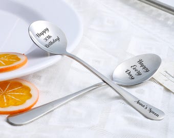 Personalized Spoon,Engraved Custom Spoon,Custom Text Or Logo,Stainless Steel Spoon,Coffee/Ice Cream Gift,Perfect gift,Accepting Logo Custom