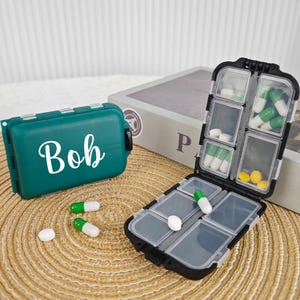 Gepersonaliseerde pillendoos, reispillendoos, aangepaste medicatiedoos, opbergdoos voor tablets, opbergdoos voor vakanties, reisbenodigdheden
