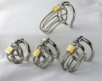 Male Chastity Device,Men Cock Cage,chastitycage Male,Stainless Steel Penis Lock M/L Size,Curved Base Ring