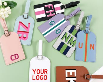 Personalized Vegan Leather Luggage Tag: Custom Monogram, Travel Gift