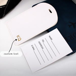 Etiqueta de equipaje de cuero personalizada, etiqueta de equipaje con monograma dorado, etiqueta de equipaje personalizada, etiqueta de maleta con monograma, regalos de fiesta, regalos de viaje