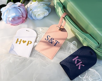 Personalized Vegan Leather Luggage Tag, Monogram Luggage Tag,Custom Luggage Tag,  Suitcase Tag,Party Favors,Travel Gifts,Your Logo