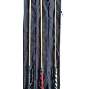 Bambus Spanking Cane 75 cm, Leder umwickelter Griff, handgefertigt.