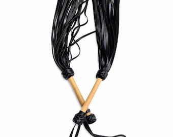 Leather Bamboo Flogger 30 Tails 20 Inches Handmade.