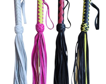 Mini Flog 30 Tails | Martinet Whip | Genuine Leather Braided Flogger | Light Impact Play Gear | Couples Kink Toy.