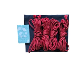 Set Shibari in juta / Kit di corde Kinbaku condizionate da 4 pezzi (8 m e 10 m) / Cinghie per bondage tinte / Set di corde artigianali giapponesi.