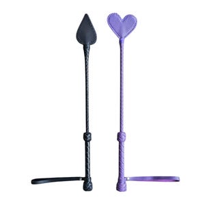 Leather Riding Crop with Heart or Peak Slap 19,7 inches, Genuine Leather, Handmade.