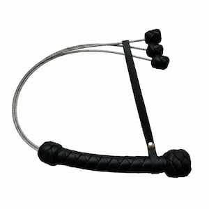 Látigo de cable de acero - Látigo de alambre resistente - Látigo de cola metálica con nudos de cuero.