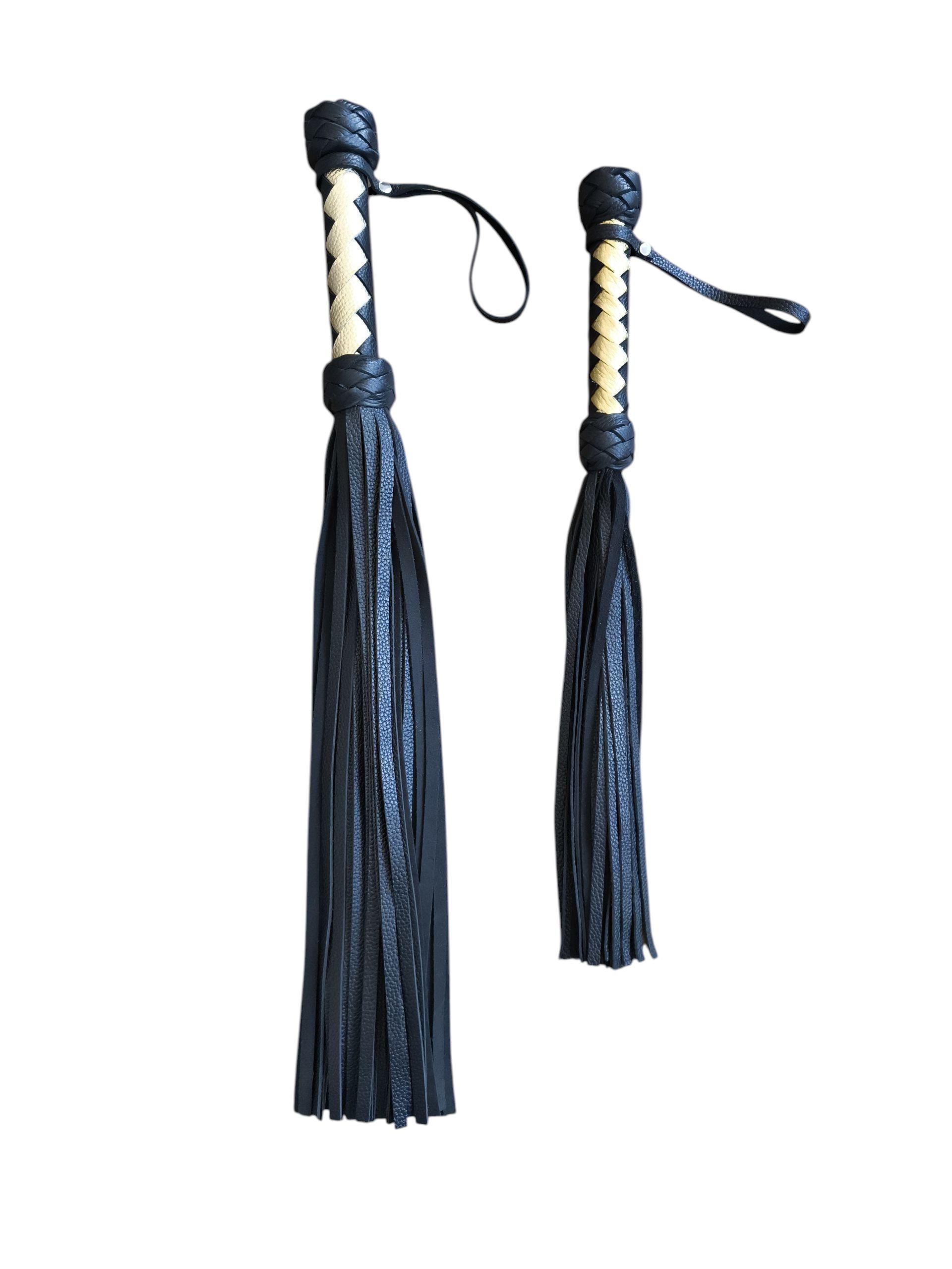 Fouet Flogger En Cuir - Manche Acier - Couleur Vert Citron - Neuf