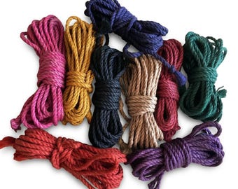 Shibari Jute Rope, 6mm Kinbaku Cord, 8m 10m Lengths, Conditioned Colorful Artisan Fiber.