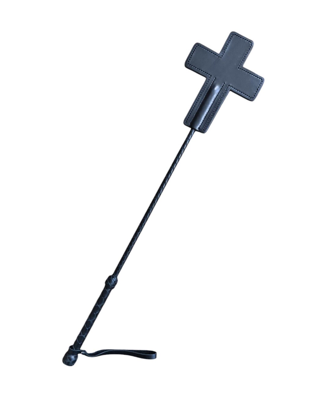 Leather Cross Crop - Handcrafted Thick Cowhide Spanker - Gothic