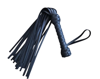 Mini lederen flogger - 30 staarten handgemaakte zaklapper - kleine echt leren zweep.
